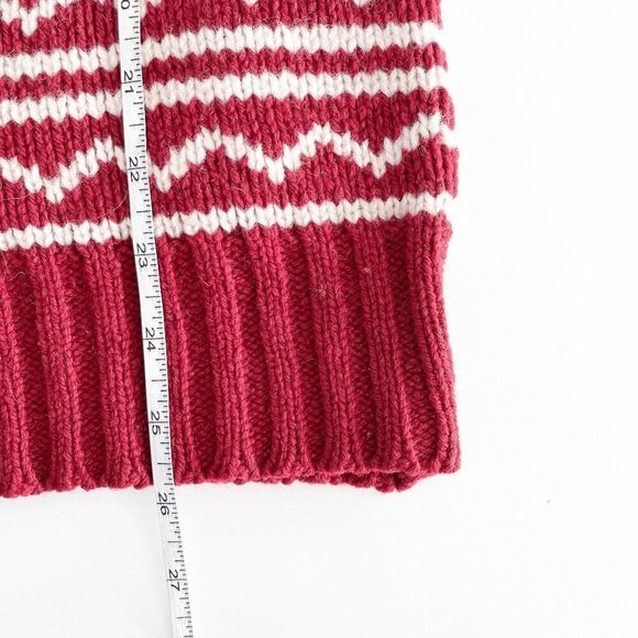 Hudson’s Bay Womens Jacket Full Zip Fair Isle Lambswool Red White Size Medium - Picture 6 of 6